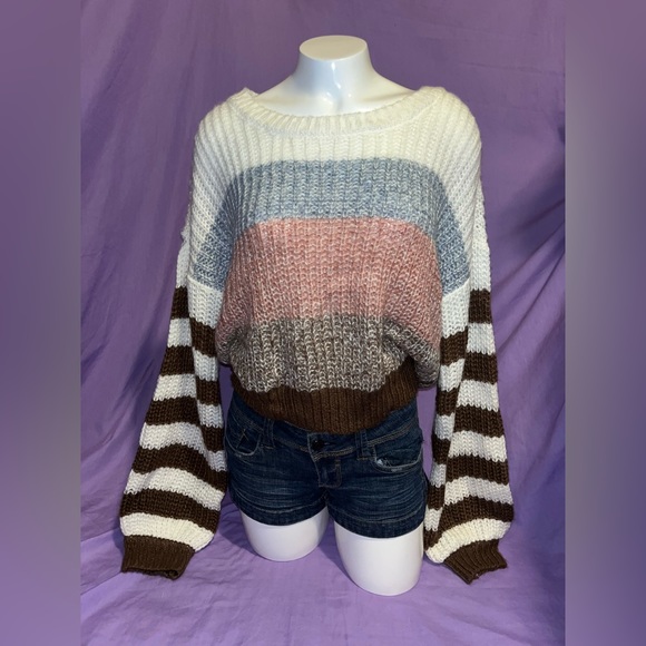 Multicolor Cropped Sweater - Picture 1 of 6